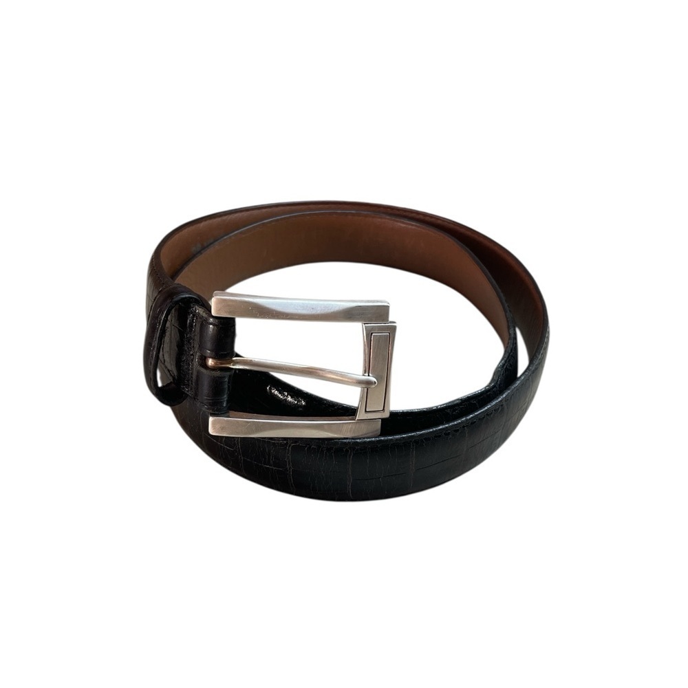 Brighton Dress Belt Size 38 Animal Full Grain Leather Glove Lining Black